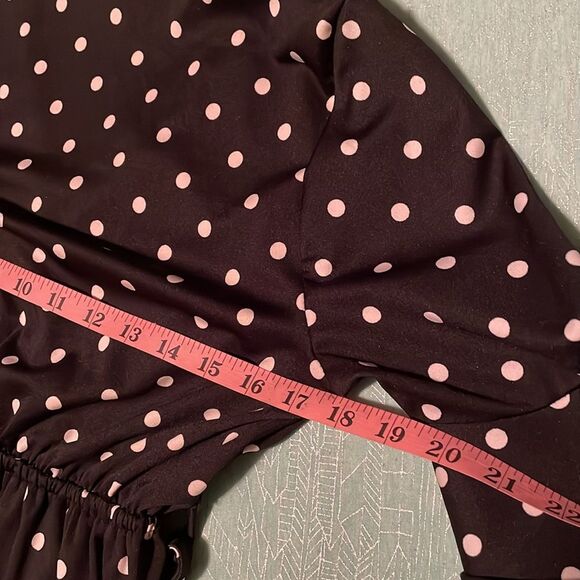 Oh! mama Small maternity top black with white polka dots elastic waist, tie belt - Picture 10 of 11